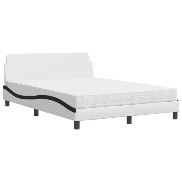vidaXL Bed met matras "Dover" kunstleer wit en zwart 140x190 cm
