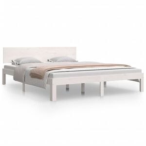 vidaXL Bedframe massief grenenhout wit 160x200 cm