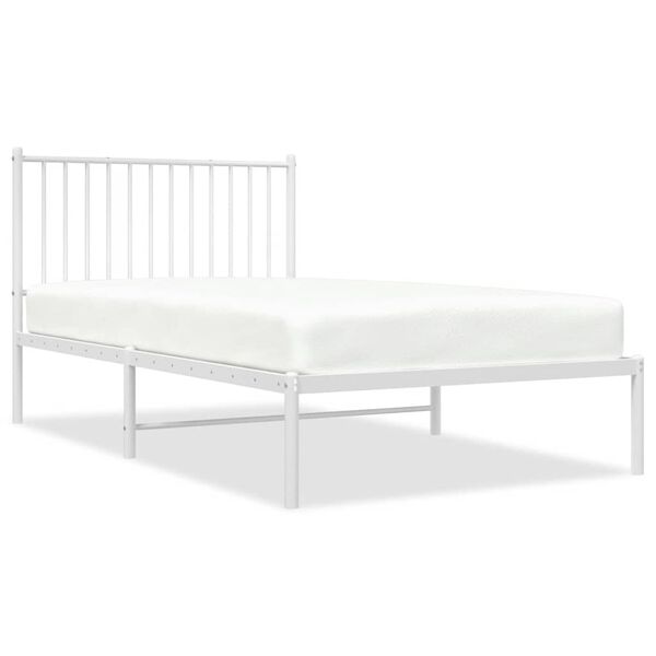 vidaXL Bedframe met hoofdbord metaal wit 100x190 cm