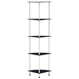 vidaXL Kastje 5-laags 30x30x130 cm gehard glas zwart