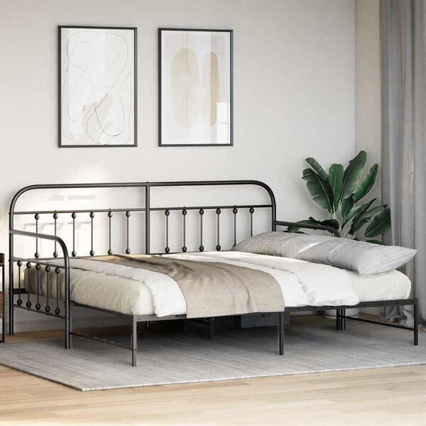 vidaXL Bedframe voor een daybed Zwart 90 x 200 cm Gepoedercoat staal