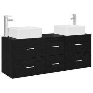 vidaXL Badkamerkastenset 3 st Zwart 49,5 x 41 x 63 cm Bewerkt hout