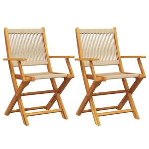 vidaXL Tuinstoelen 2 st massief acaciahout en polypropeen beige