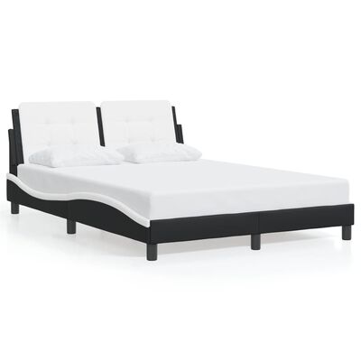 vidaXL Bedframe met hoofdbord kunstleer zwart en wit 120x200 cm