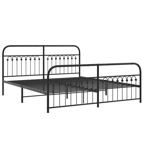 vidaXL Bedframe met hoofd- en voeteneinde metaal zwart 183x203 cm
