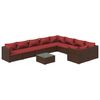 vidaXL 10-delige Loungeset met kussens poly rattan bruin