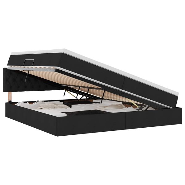 vidaXL Opbergbed met LED met matras Zwart 200 x 200 cm Polyester