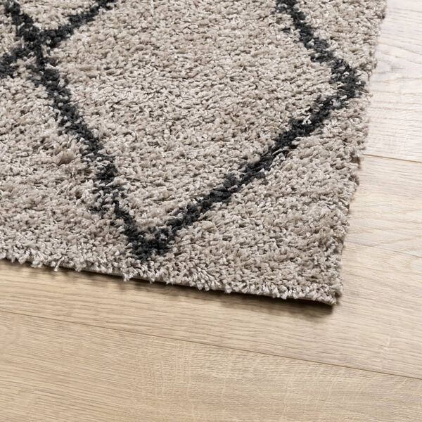 vidaXL Vloerkleed PAMPLONA shaggy hoogpolig 60x110 cm beige antraciet