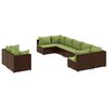vidaXL 9-delige Loungeset met kussens poly rattan bruin