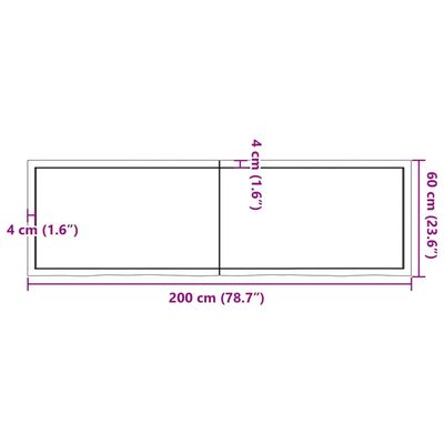 vidaXL Wastafelblad 200x60x(2-6) cm behandeld massief hout lichtbruin