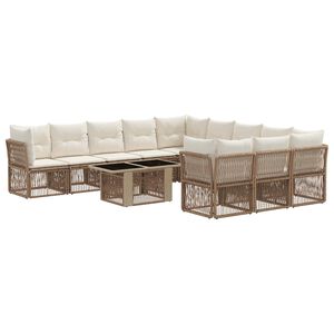 vidaXL Tuinbankenset 12 st Beige poly rattan