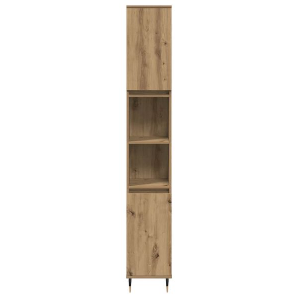 vidaXL Badkamerkast 30x30x190 cm bewerkt hout artisanaal eikenkleurig