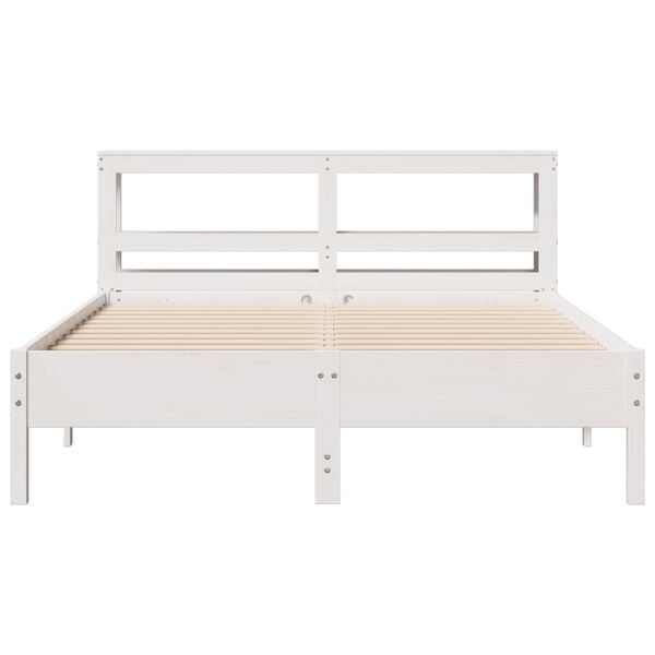 vidaXL Bedframe zonder matras massief grenenhout wit 160x200 cm