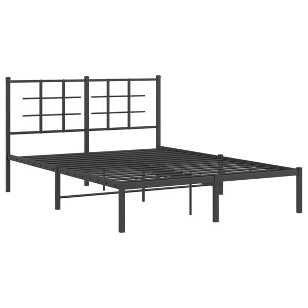 vidaXL Bedframe met hoofdbord metaal zwart 140x200 cm