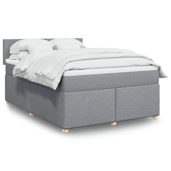 vidaXL Boxspring met matras stof lichtgrijs 140x200 cm