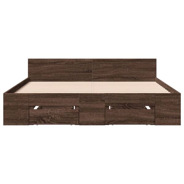 vidaXL Bedframe met lades bewerkt hout bruin eikenkleurig 135x190 cm