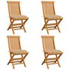 vidaXL Tuinstoelen 4 st met beige kussens massief teakhout