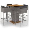 vidaXL 5-delige Tuinbarset met kussens poly rattan grijs