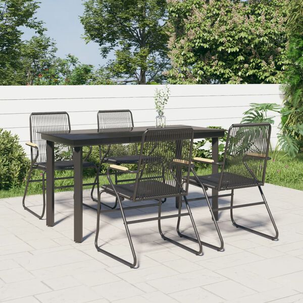 vidaXL 5-delige Tuinset PVC-rattan zwart