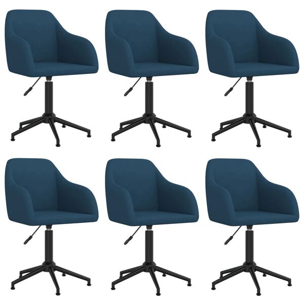 vidaXL Eetkamerstoelen draaibaar 6 st fluweel blauw