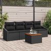 vidaXL Tuinbankenset met opslag 5 pcs Zwart poly rattan