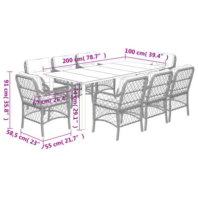 vidaXL 9-delige Tuinset poly rattan zwart