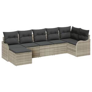 vidaXL Tuin Sofa Set met kussen 7 pcs Lichtgrijs Poly riet