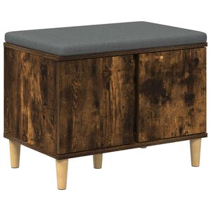 vidaXL Halbank met kussen met opslag Gerookte Eik 60 x 38 x 46 cm
