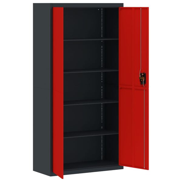 vidaXL Archiefkast 90x40x180 cm staal antracietkleurig en rood