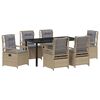 vidaXL Tuin eettafelset 7 st Beige en Licht Grijs poly rattan
