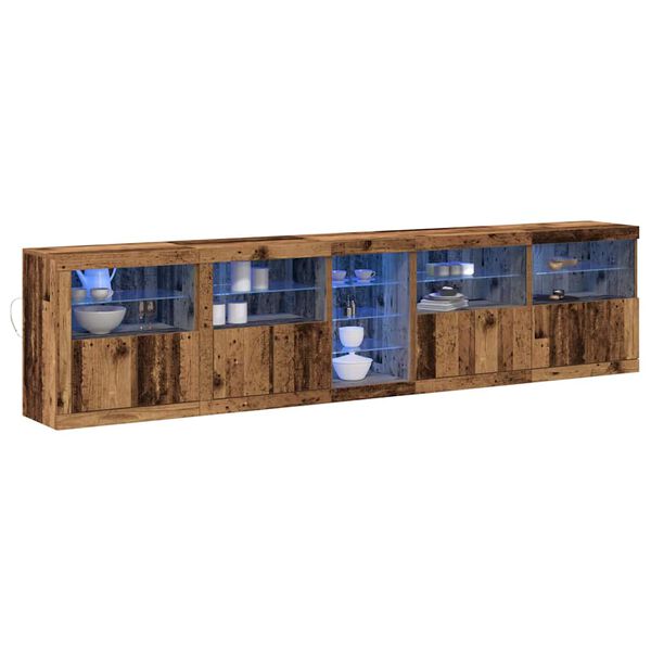 vidaXL LED Sideboard Oudhout 283 x 37 x 67 cm Bewerkt hout