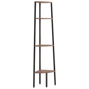 vidaXL Hoekkast met 4 lagen donkerbruin en zwart 45,5x31,5x150 cm