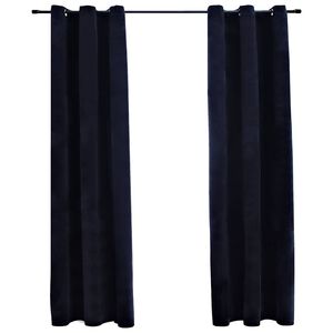 vidaXL Verduisteringsgordijnen met ringen 2 st 37"x84" fluweel zwart