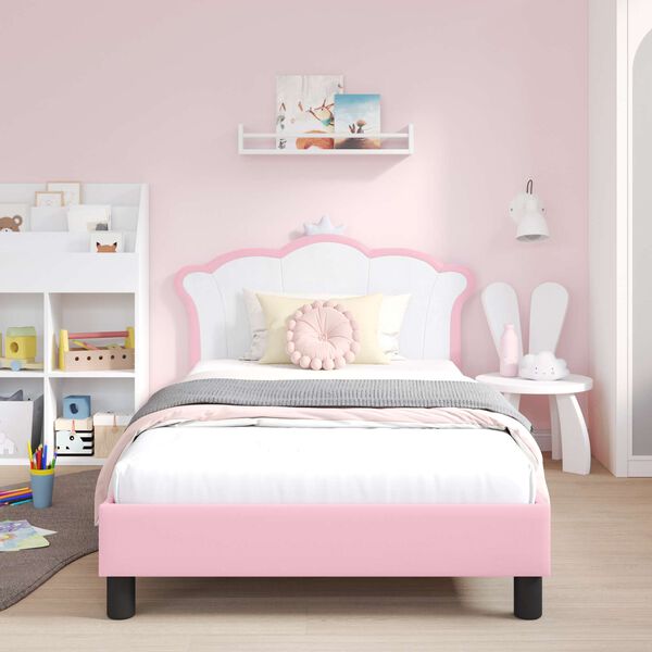 vidaXL Bedframe voor kinderen met hoofdbord Roze 80 x 200 cm PU