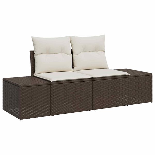 vidaXL Bankstel met kussen 8 pcs Bruin en Cr&egrave;me poly rattan
