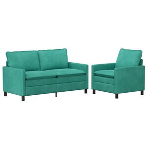 vidaXL Bankstel 2 st Turquoise Fluweel