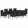 vidaXL Tuin eettafelset met kussen 9 pcs Zwart poly rattan