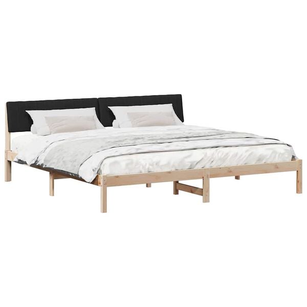 vidaXL Bedframe Bruin en zwart 200 x 200 cm Massief grenenhout