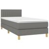 vidaXL Boxspring met matras en LED stof donkergrijs 100x200 cm