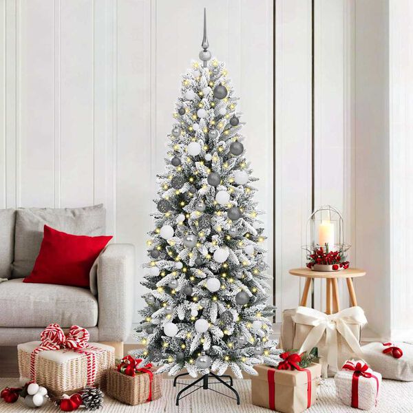 vidaXL Kunstkerstboom Wit 180 cm PVC en Plastic en Staal en PE
