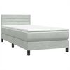 vidaXL Boxspring met matras en LED fluweel lichtgrijs 100x220 cm