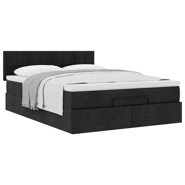 vidaXL Bed met matras 140x200 cm stof zwart