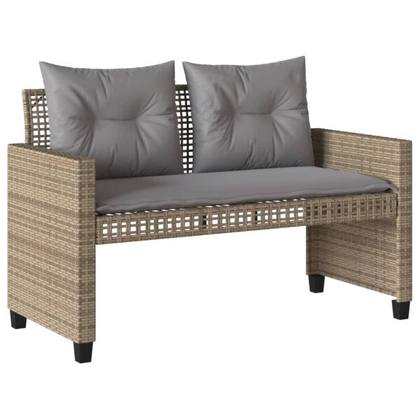 vidaXL 4-delige Loungeset met kussens poly rattan en glas beige