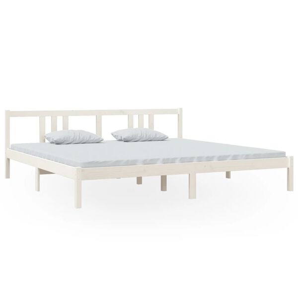 vidaXL Bedframe massief hout wit 200x200 cm