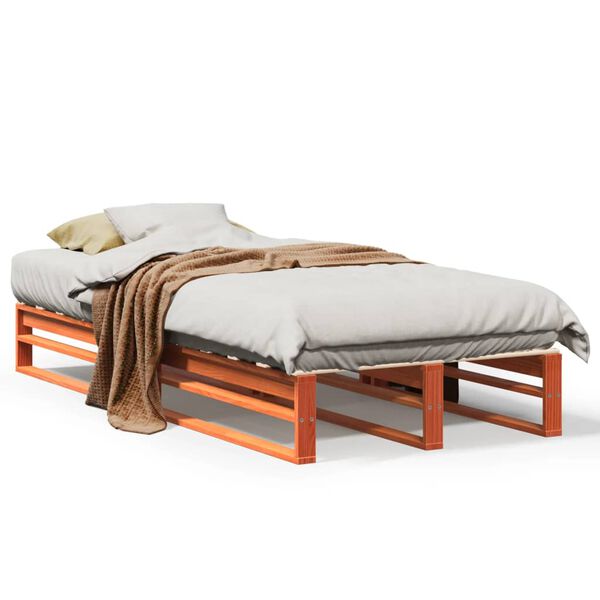 vidaXL Bedframe zonder matras massief grenenhout wasbruin 90x190 cm