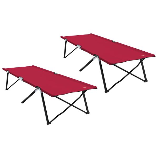 vidaXL Opvouwbaar Camping Bed 2 pcs Rood 206 x 76 x 74 cm