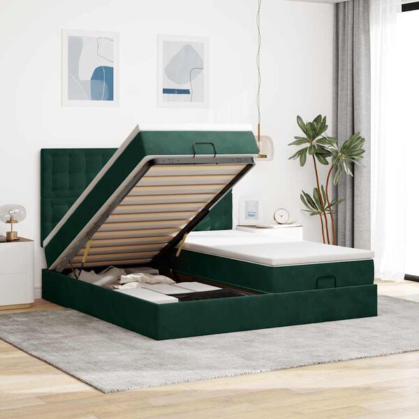 vidaXL Ottoman bed met matrassen en LED's 200x200cm fluweel
