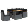 vidaXL 6-delige Loungeset met kussens poly rattan zwart