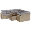 vidaXL 9-delige Loungeset met kussens poly rattan beige