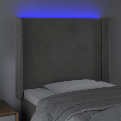 vidaXL Hoofdbord LED 83x16x118/128 cm fluweel lichtgrijs